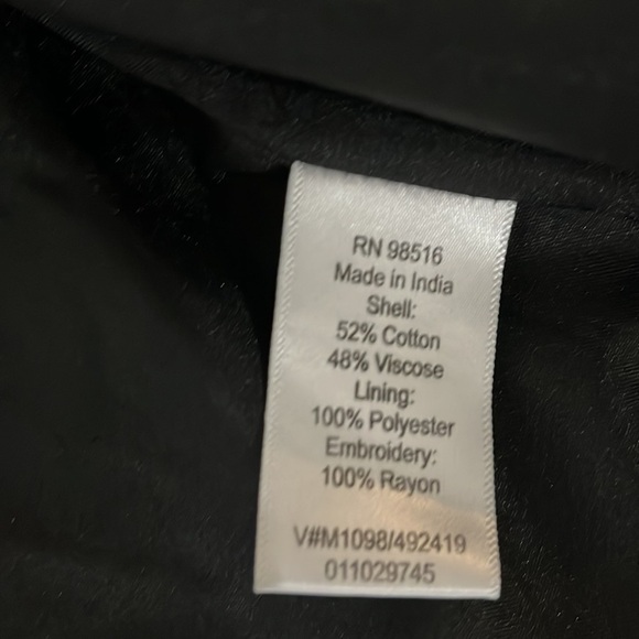 Coldwater Creek Black w/Embroidered Brown Border Jacket Size 8 - Picture 5 of 7